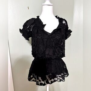 Saks Fifth Avenue black peplum blouse